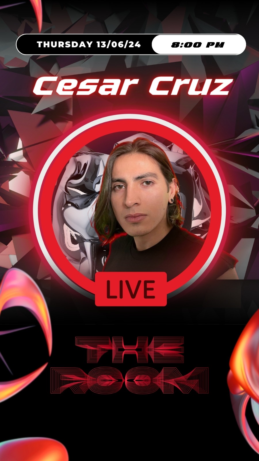 Flyer Cesar Cruz LIVE en The Room — 13.06.24